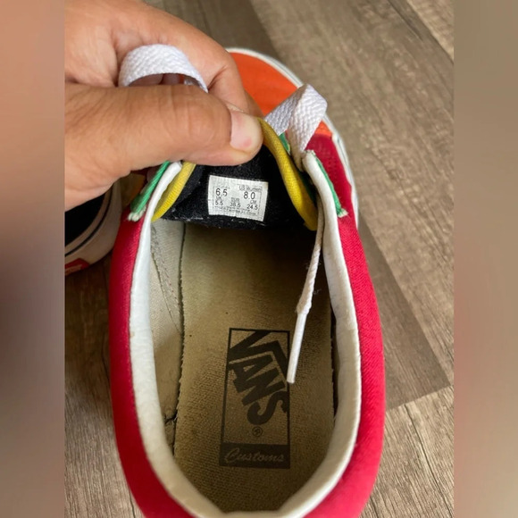 Vans Off the Wall Customs Old School Color Block Sneakers Orange Men 6.5 Women 8 - Picture 7 of 8